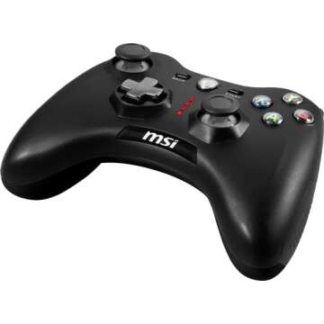 MSI Force GC30V2 Wireless Gaming Controller, Dual Vibration Motors, Dual Connection Modes, Interchangable D-Pads, Compatible with PC & Android, Black