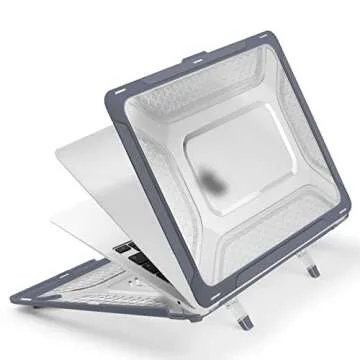 Batianda Protective Case for Previous MacBook Pro 16 inch 2019 Release A2141 Model with Touch Bar,Heavy Duty Honeycomb Hard Shell with Slim TPU Bumper and Fold Kickstand & Keyboard Cover, Gray