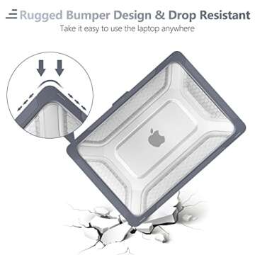 Batianda Protective Case for Previous MacBook Pro 16 inch 2019 Release A2141 Model with Touch Bar,Heavy Duty Honeycomb Hard Shell with Slim TPU Bumper and Fold Kickstand & Keyboard Cover, Gray