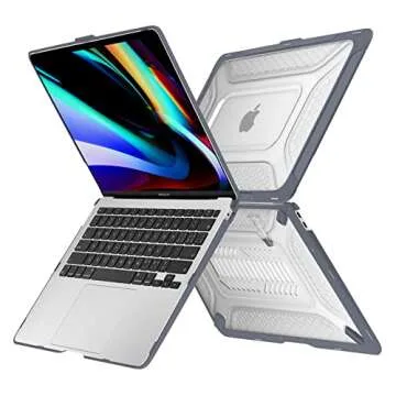 Batianda Protective Case for Previous MacBook Pro 16 inch 2019 Release A2141 Model with Touch Bar,Heavy Duty Honeycomb Hard Shell with Slim TPU Bumper and Fold Kickstand & Keyboard Cover, Gray