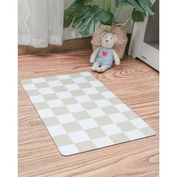 Ralxion Checkered Dog Feeding Mat, Absorbent Mats for Dog Food and Water Bowl, Dispenser, Retro Aest...
