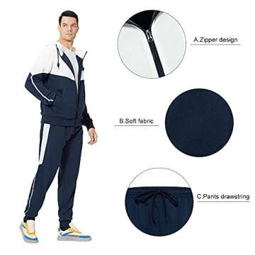 MANTORS Men's Activewear Full Zip Warm Tracksuit Sports Set Casual Sweat Suit TZ95 Blue L