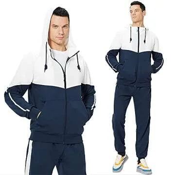 MANTORS Men's Activewear Full Zip Warm Tracksuit Sports Set Casual Sweat Suit TZ95 Blue L