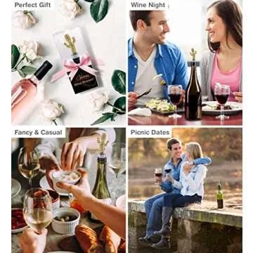 Cheers Gold Metal Cactus Wine Stopper - Elegant Succulent Wine Bottle Stopper, Cute Cactus Champagne Stopper, Airtight Leak Proof Decorative Wine Bottle Stopper, Gold Cactus Bottle Stopper Gift