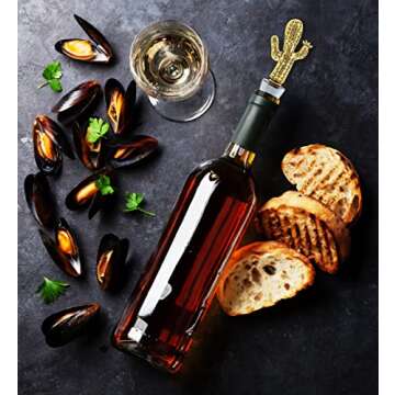 Cheers Gold Metal Cactus Wine Stopper - Elegant Succulent Wine Bottle Stopper, Cute Cactus Champagne Stopper, Airtight Leak Proof Decorative Wine Bottle Stopper, Gold Cactus Bottle Stopper Gift