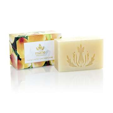 Malie Organics' Mango Nectar Moistuirizing Luxe Cream Soap Bar with Coconut & Olive Oils and Cocoa Seed Butter. 4 Fl Oz.