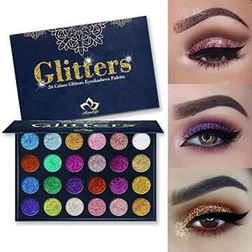 Aolailiya 24 Color Pressed Glitter Eyeshadow Palette - Mineral Ultra Shimmer Makeup Palette Eye Shad...