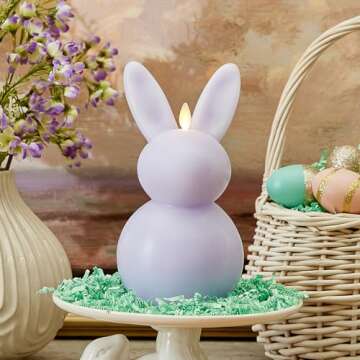 Luminara Easter Bunny Candle - Gentle Lavender 4.8" x 8" Flameless Decor