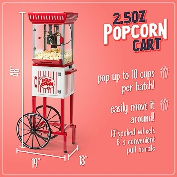Nostalgia Popcorn Maker Machine with Vintage Cart Design