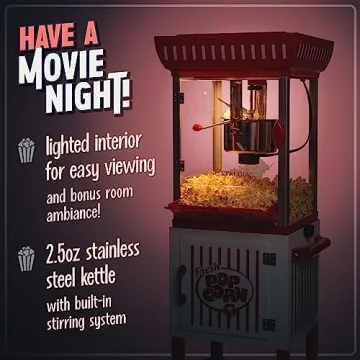 Nostalgia Popcorn Maker Machine with Vintage Cart Design