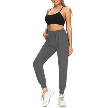 FULLSOFT 3 Pack Sweatpants for Women-Womens Joggers with Pockets Athletic Leggings for Workout Yoga Running(Black,Dark Grey,Pink,Medium)
