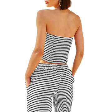 Panadila Women’s Striped Two Piece Summer Lounge Set