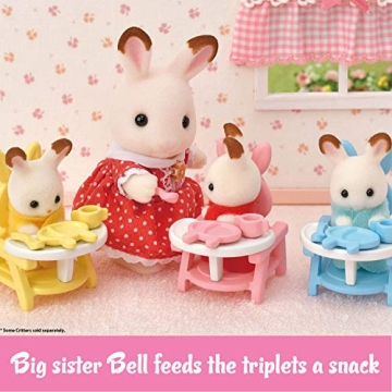 Calico Critters Triplets Care Set - Dollhouse Playset with 3 Hopscotch Rabbit Figures & Accessories Included