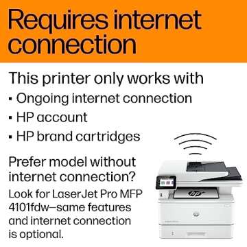HP LaserJet Pro MFP 4101fdwe Wireless Black & White Monochrome Printer with HP+ Smart Office Features and Fax