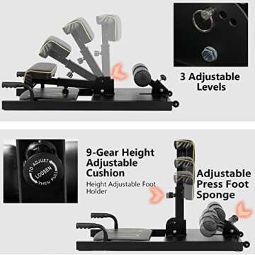 Sissy Squat Machine,SPORFIT Deep Squat Machine,Adjustable Leg Strength Training Machines,Multi-Function Equipment for Sit-up&Push-up&Plank Workout for Home Gym