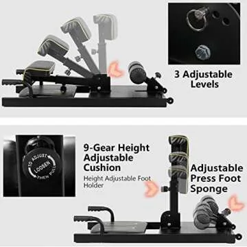 Sissy Squat Machine,SPORFIT Deep Squat Machine,Adjustable Leg Strength Training Machines,Multi-Function Equipment for Sit-up&Push-up&Plank Workout for Home Gym