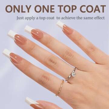 Misssix French Gel Nail Tips, 240Pcs French Tip Press on Nails Long Square Brown, No Need to File 3 ...