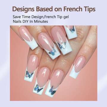 Misssix French Gel Nail Tips, 240Pcs French Tip Press on Nails Long Square Brown, No Need to File 3 in 1 Tips Pre-lasting, Fake Nails for Nail Art DIY 15 Sizes
