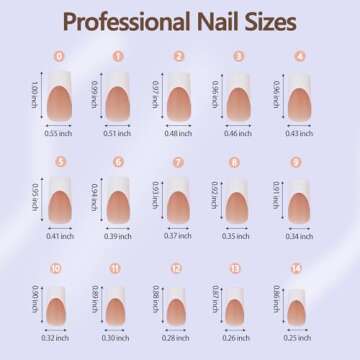 Misssix French Gel Nail Tips, 240Pcs French Tip Press on Nails Long Square Brown, No Need to File 3 in 1 Tips Pre-lasting, Fake Nails for Nail Art DIY 15 Sizes