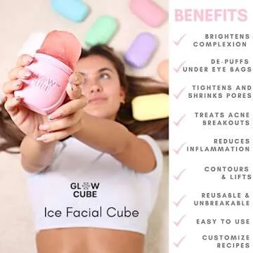 Glow Cube Ice Roller - Reusable Facial Tool for Radiant Skin