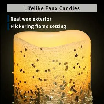 Silver Glitter LED Candles - Battery Operated 8 Pack