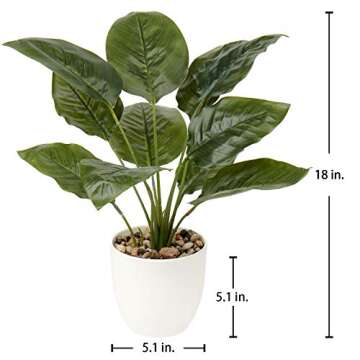 Briful Fake Fern Plants 18'' Fake Potted Plant Artificial Floor Plants with White Pot for Home Offic...