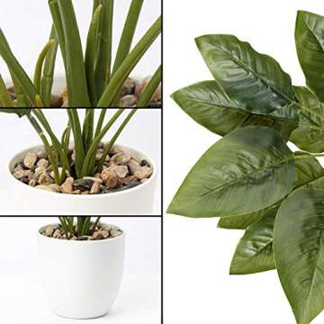 Briful Fake Fern Plants 18'' Fake Potted Plant Artificial Floor Plants with White Pot for Home Office Indoor Decoration Faux Fern Tropical Plants