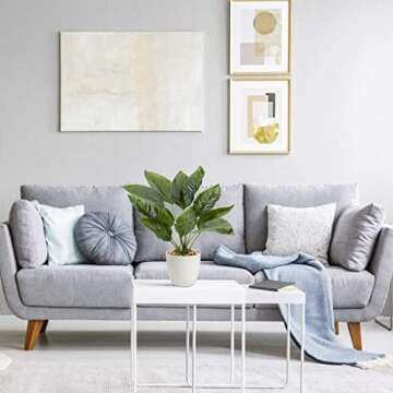 Briful Fake Fern Plants 18'' Fake Potted Plant Artificial Floor Plants with White Pot for Home Office Indoor Decoration Faux Fern Tropical Plants