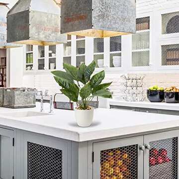 Briful Fake Fern Plants 18'' Fake Potted Plant Artificial Floor Plants with White Pot for Home Office Indoor Decoration Faux Fern Tropical Plants