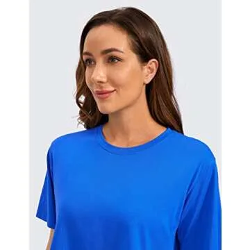 CRZ YOGA Women's Pima Cotton Workout Crop Top for Comfort and Style