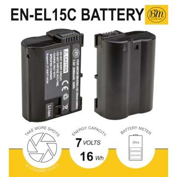 BM Premium 2 Pack EN-EL15C High Capacity Batteries and Dual Charger for Nikon Cameras