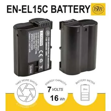 BM Premium 2 Pack EN-EL15C High Capacity Batteries and Dual Charger for Nikon Cameras