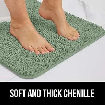 Gorilla Grip Bath Rug Mat 30x20, Thick Soft Absorbent Chenille, Rubber Backing Quick Dry Microfiber Mats, Machine Washable Rugs for Shower Floor, Bathroom Runner Bathmat Accessories Decor, Sage Green