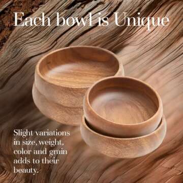 Woodard & Charles Acacia Wood Snack Serving Bowl Set of 4 - 6" x 2"