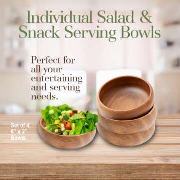 Handcrafted Acacia Wood Snack Bowl Set - Unique & Stylish