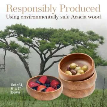 Handcrafted Acacia Wood Snack Bowl Set - Unique & Stylish