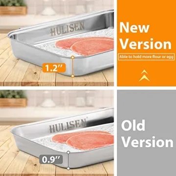 HULISEN Breading Pans: Set of 3 Stainless Steel Prep Trays