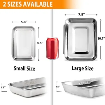 HULISEN Breading Pans: Set of 3 Stainless Steel Prep Trays