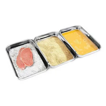 HULISEN Breading Pans: Set of 3 Stainless Steel Prep Trays