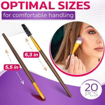 20Pcs Makeup Brush Set - Eyeliner Brush Blending Brush Makeup Brushes Set Liquid Blush Brush for Che...