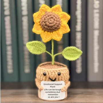 Funny Handmade Crochet Mini Positive Plant - Sunflower Desk Decor