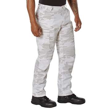 Rothco Color Camo Tactical BDU Pants - Rugged Outdoor Hiking Cargos Uniform Pant (US, Alpha, XX-Large, Regular, Regular, White Camo)