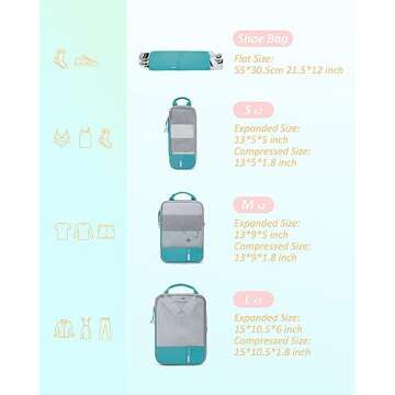 BAGSMART 6 Set Compression Packing Cubes for Travel, Lightweight Vacation Travel Essentials, Travel ...