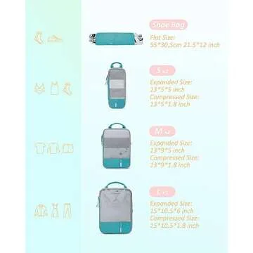 BAGSMART 6 Set Compression Packing Cubes for Travel, Lightweight Vacation Travel Essentials, Travel ...