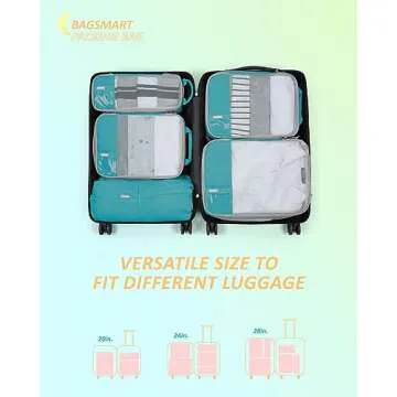 BAGSMART 6 Set Compression Packing Cubes for Travel, Lightweight Vacation Travel Essentials, Travel Accessories for Suitcase Organizer Bags Set, Durable Luggage Organizer Travel Bags