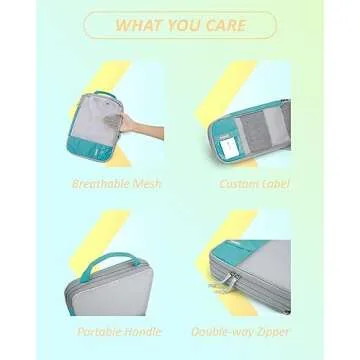 BAGSMART 6 Set Compression Packing Cubes for Travel, Lightweight Vacation Travel Essentials, Travel Accessories for Suitcase Organizer Bags Set, Durable Luggage Organizer Travel Bags