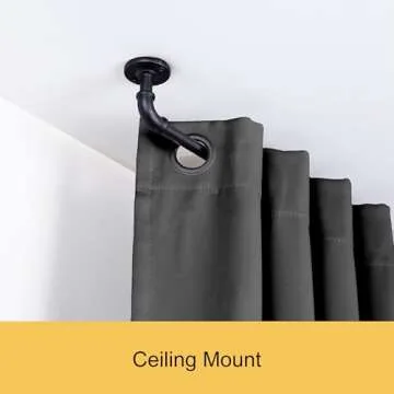 Kenney Adler Indoor/Outdoor Black Curtain Rod, Adjustable Curtain Rod for Windows 28 to 48 Inches, Outdoor Curtain Rod for Patio, Textured Pipe Industrial Curtain Rod