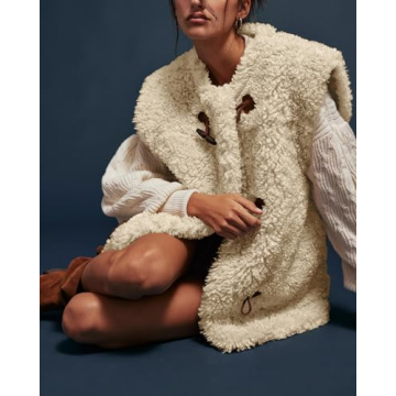 Locachy Women's Casual Faux Fur Vest Warm Toggle Closures Sleeveless Outerwear Vest Apricot S