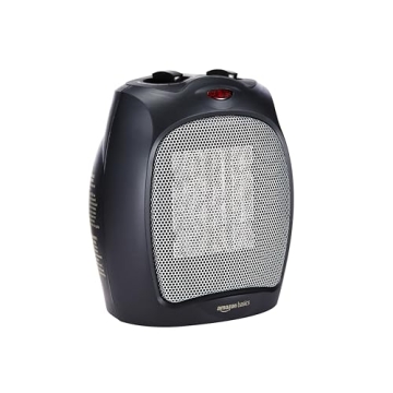 Amazon Basics Ceramic Space Heater - Portable, Safe, and Efficient Heater for Home and Office