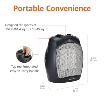 Compact Amazon Basics Ceramic Space Heater for Indoor Use